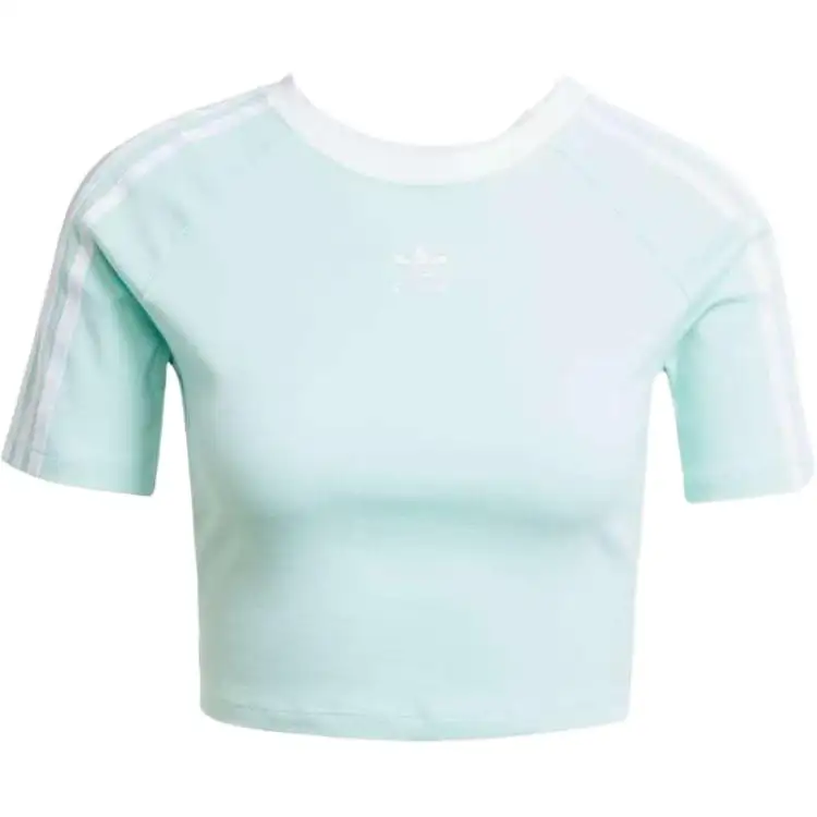 Adidas Women's 3 Stripes Baby T Shirt Semi Flash Aqua