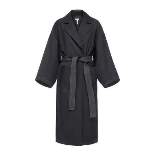 LOEWE Coats Women's Black Lapel Moderate Straight Fit