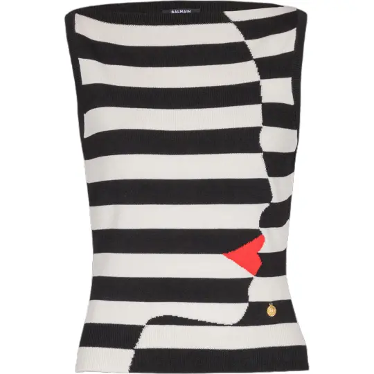 Balmain Mariniere Sleeveless Knitted Top