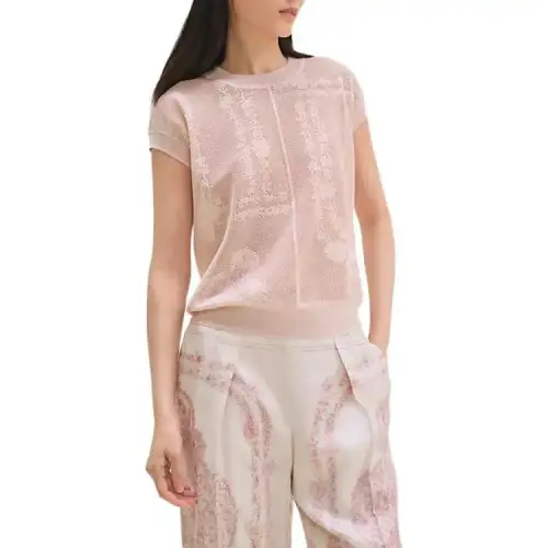 HERMES Knitwear Women's Rose Crew Neck Moderate Other