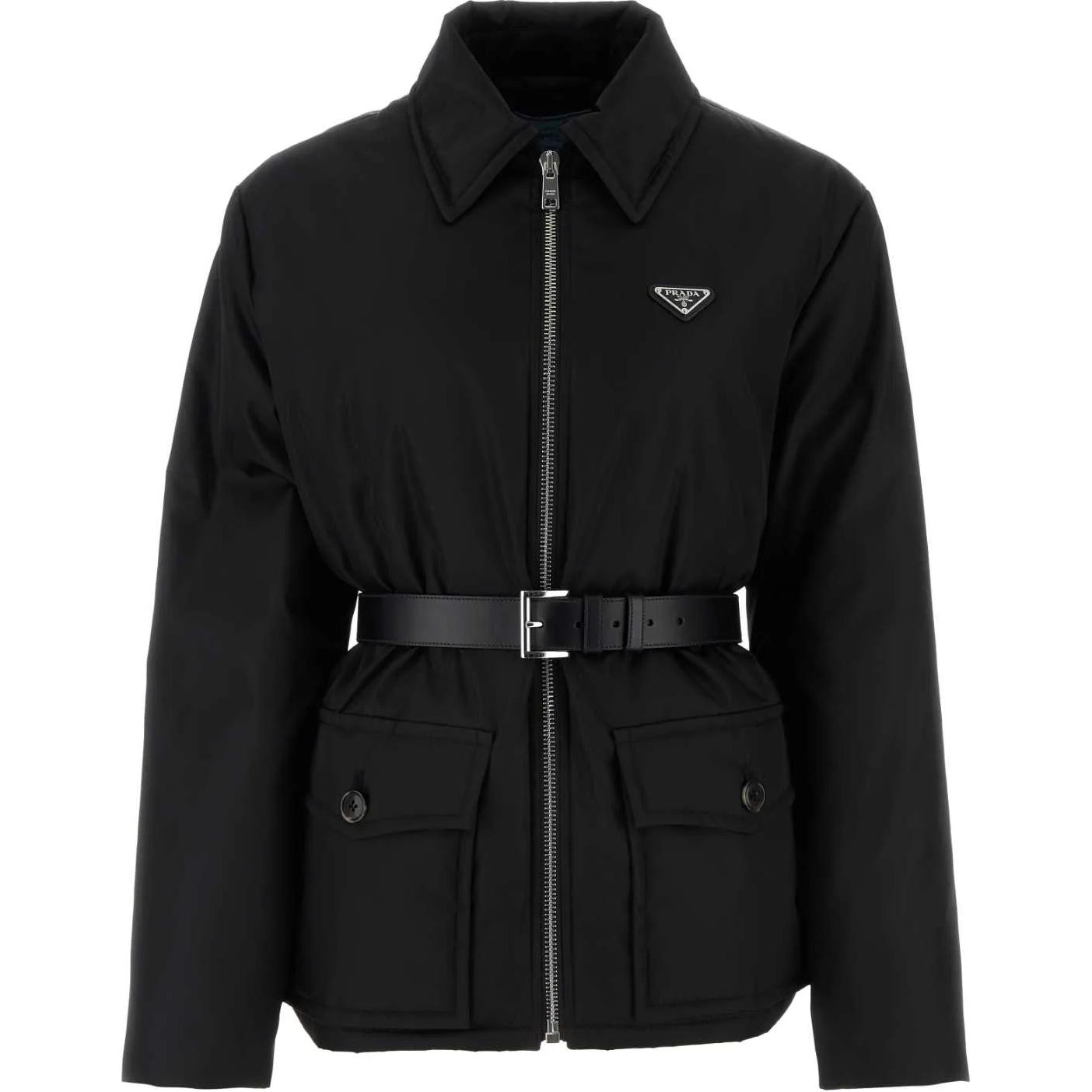 Женская куртка Prada Однотонная с воротником (черная)