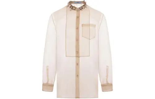 PRADA Sequinned Button Up Organza Shirt