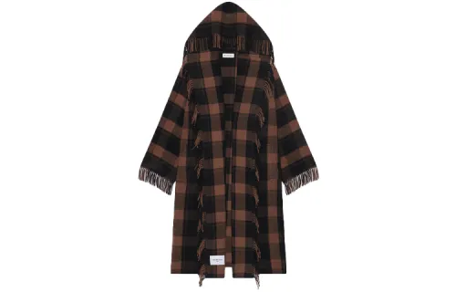 Balenciaga Coats Women's Brown Hooded Moderate Straight Fit