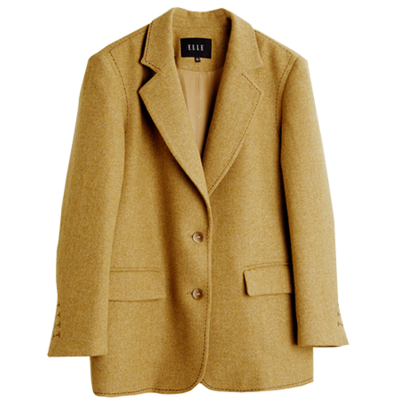 ELLE Fashionable design dress for leisure, long-sleeve, woolen jacket, suit, french style, high-quality style
