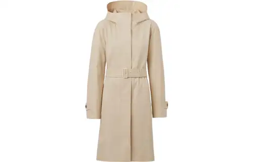 Burberry Coats Women's Light Stone Hooded Moderate Straight Fit