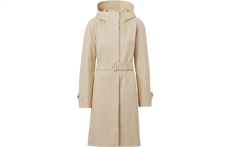 Burberry Coats Women's Light Stone Hooded Moderate Straight Fit