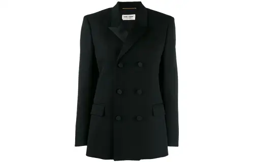SAINT LAURENT Business Suits Women's Black Suit Collar Moderate Suit Vest