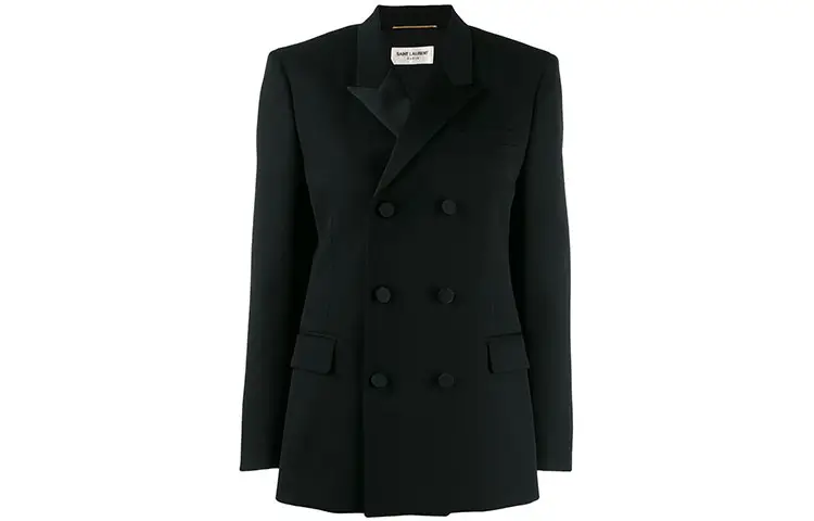 SAINT LAURENT Business Suits Women's Black Suit Collar Moderate Suit Vest