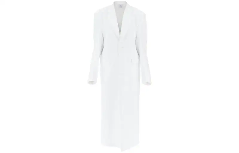 Vetements Coats Women's White Lapel Moderate Straight Fit