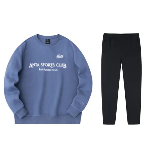 ANTA Casual Sportswear Men's Crew Neck Thickened And Fleece Lined