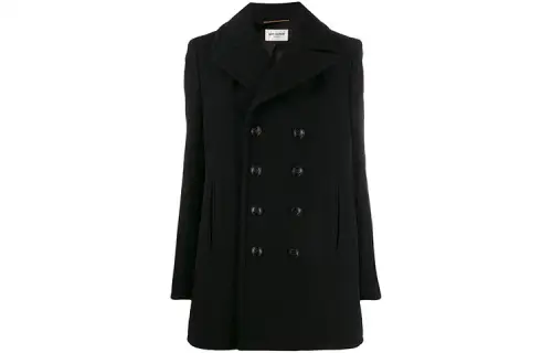 SAINT LAURENT Coats Women's Black Lapel Moderate