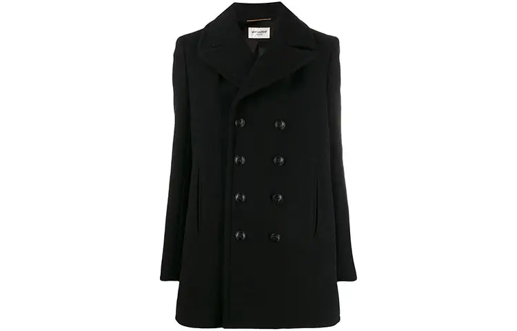 SAINT LAURENT Coats Women's Black Lapel Moderate