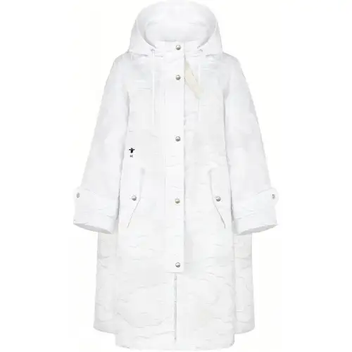DIOR Coats Women's White Hooded Moderate Straight Fit