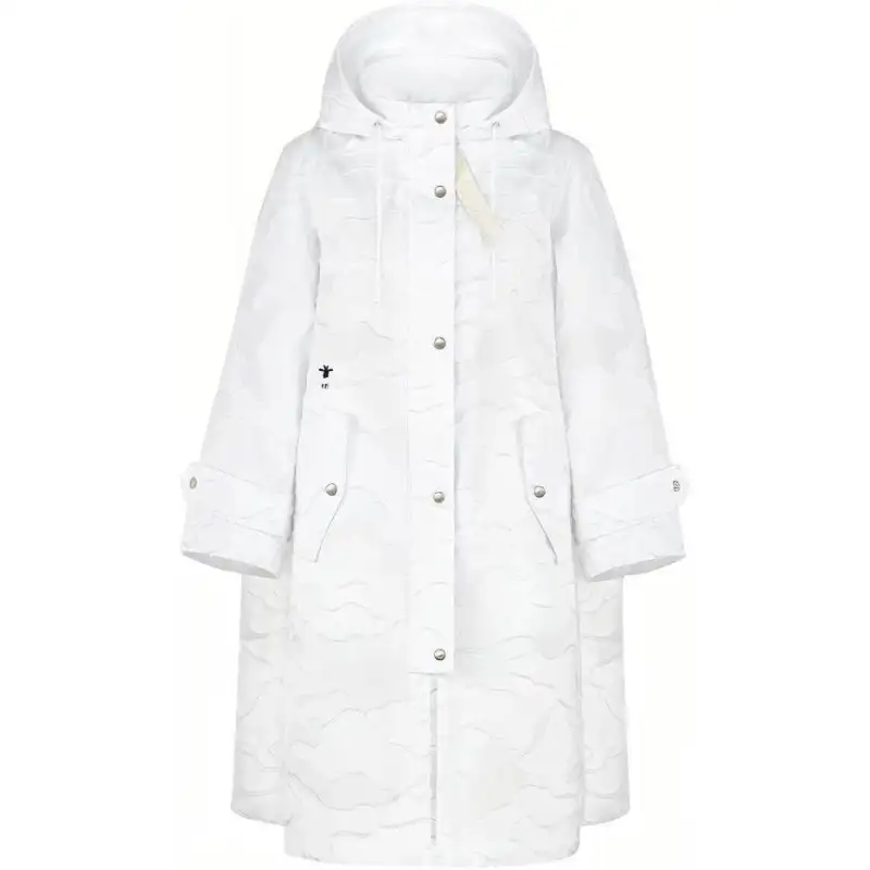 DIOR Coats Women's White Hooded Moderate Straight Fit