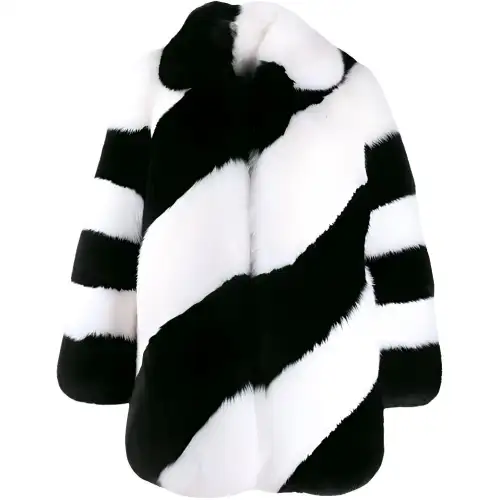 SAINT LAURENT Coat Women's Black White