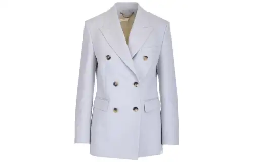 Golden Goose Business Suits Women's Light Blue Suit Collar Moderate Straight Fit