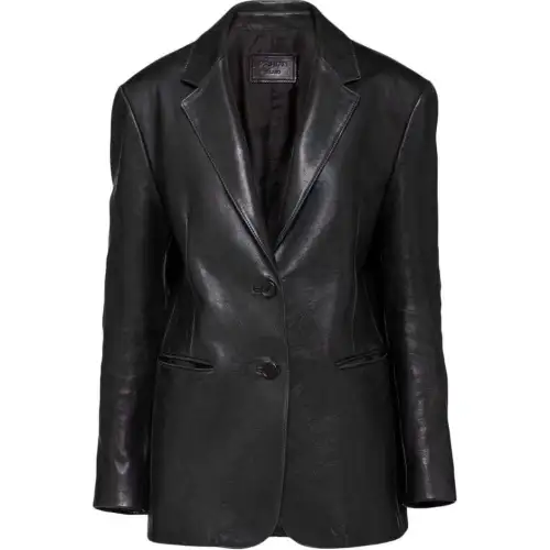 single-breasted leather jacket
