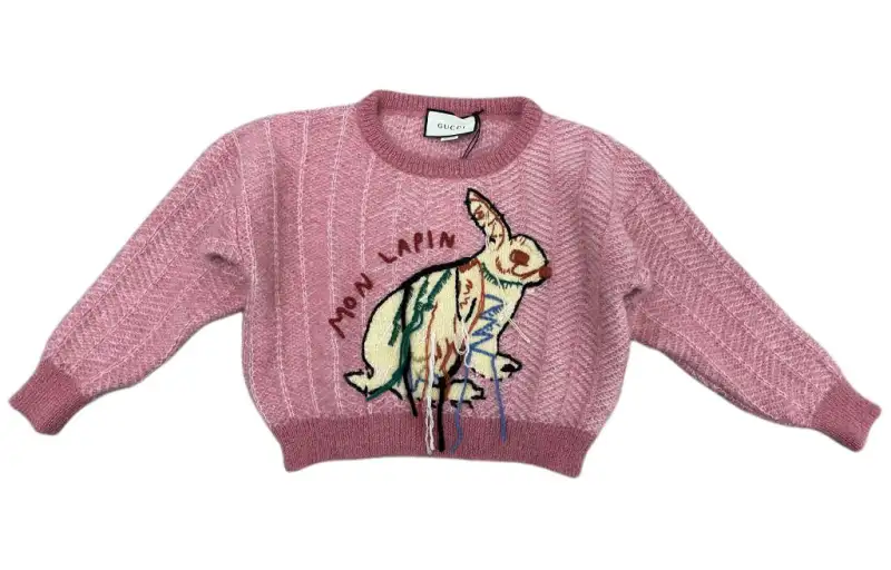 GUCCI Knitwear Women's Pink Crew Neck Moderate Other