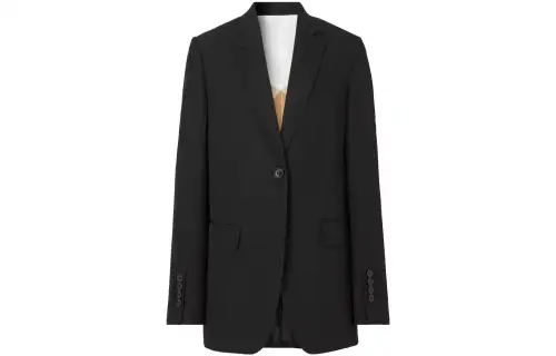 Burberry Business Suits Women's Black V Neck Moderate
