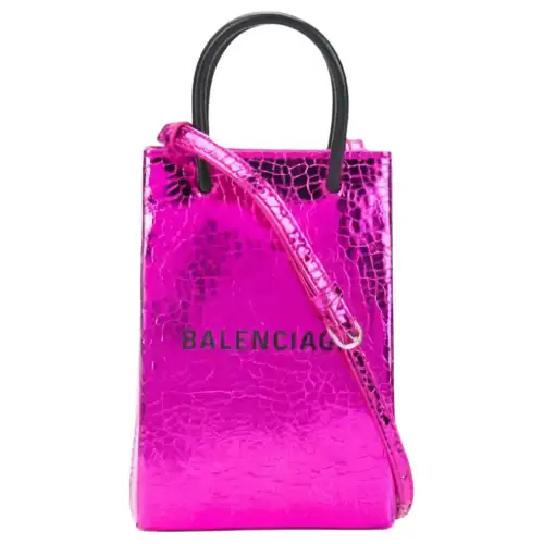 Balenciaga Polyurethane Cell Phone Pouch, Shoulder Bag, Crossbody Bag, Handbag Women's Purple