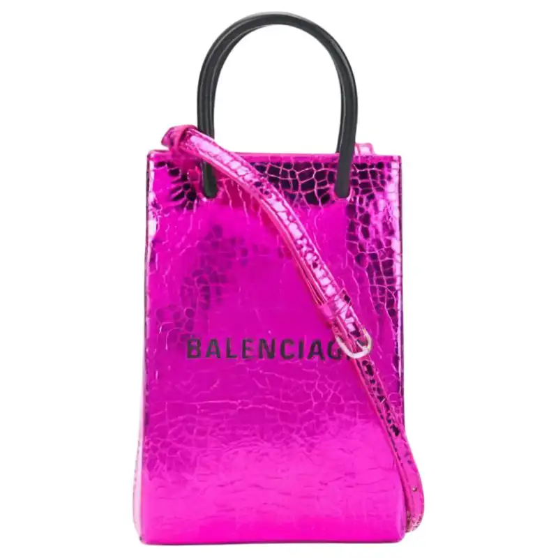 Balenciaga Polyurethane Cell Phone Pouch, Shoulder Bag, Crossbody Bag, Handbag Women's Purple