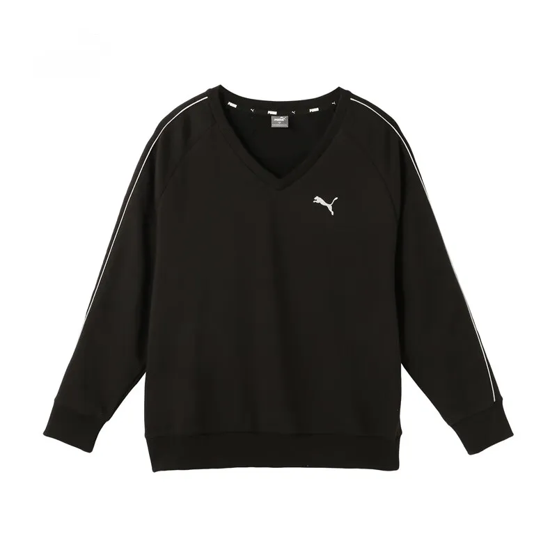 PUMA Sweatshirts Women's Black V-neck Moderate Regular