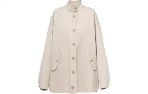 PRADA Coats Women's Khaki Stand Collar Moderate Straight Fit