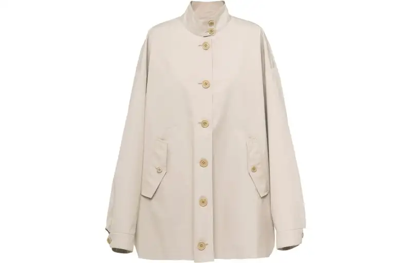 PRADA Coats Women's Khaki Stand Collar Moderate Straight Fit