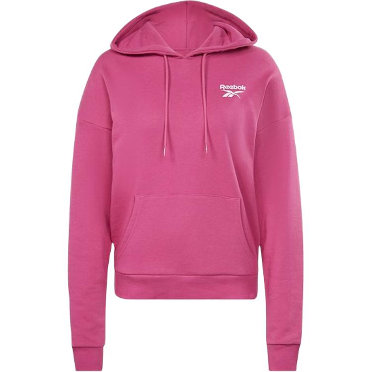 Reebok Identity Small Logo French Terry Hoodie Sweatshirt Women's Pink