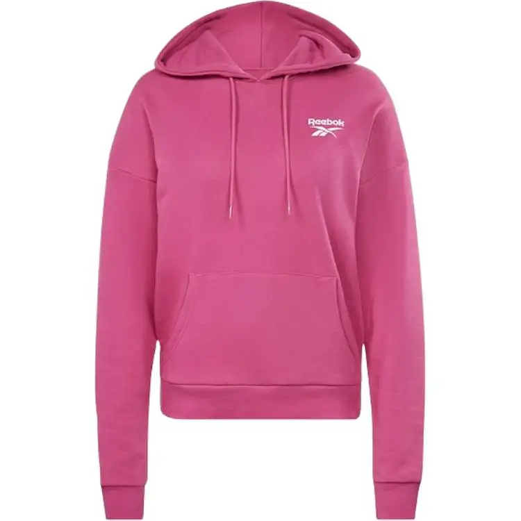 Reebok Identity Small Logo French Terry Hoodie Sweatshirt Women's Pink