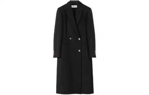 LOEWE Coats Women's Black Lapel Moderate Straight Fit