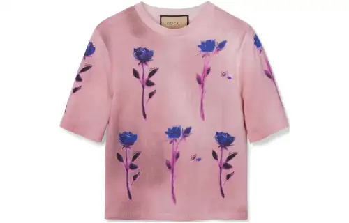 GUCCI Knitwear Women's Pink Crew Neck Moderate Other