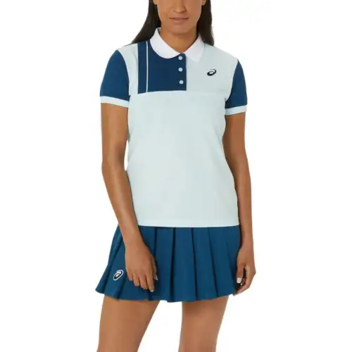ASICS Polo Shirts Women's Blue Polo Collar Moderate Straight Fit