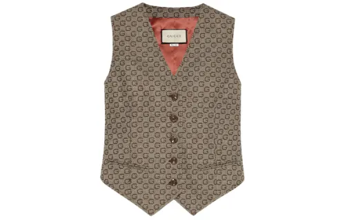 GUCCI Vests Women's Brown V Neck Moderate Other