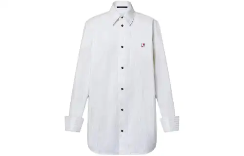 LOUIS VUITTON Pinstripe Silk Shirt Women's White