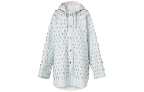 Burberry Coats Women's Ice Frost Blue Hooded Moderate