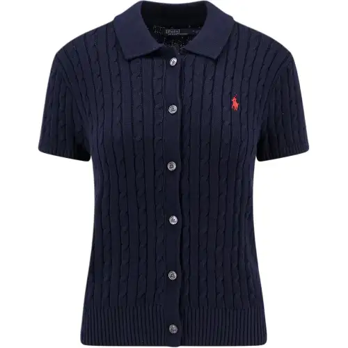 Polo Ralph Lauren Knitted navy polo, with embroidery, with short sleeve