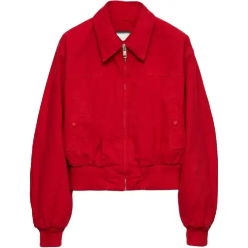 Prada Red denim bomber jacket