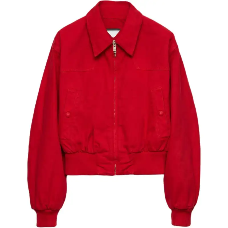 Prada Red denim bomber jacket