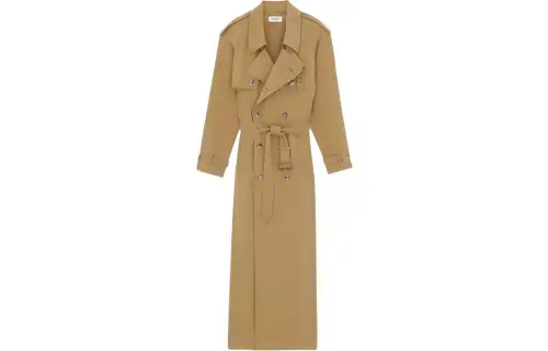 SAINT LAURENT SS23 Coat Women's Khaki