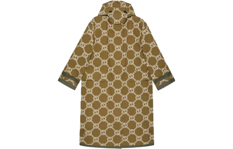 GUCCI Coats Women's Brown Hooded Moderate Straight Fit