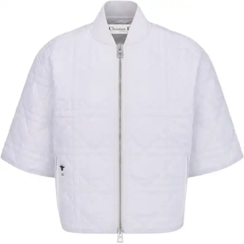 DIOR Large Cannage Pattern Short Sleeved Navy Coat Jackets & Coats Women's White