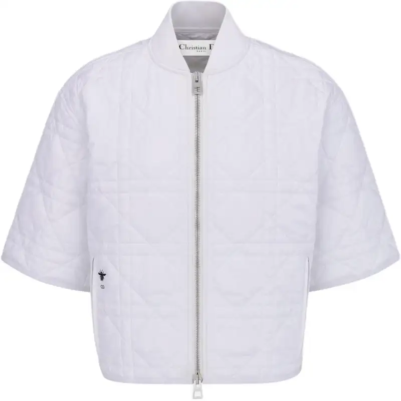 DIOR Large Cannage Pattern Short Sleeved Navy Coat Jackets & Coats Women's White