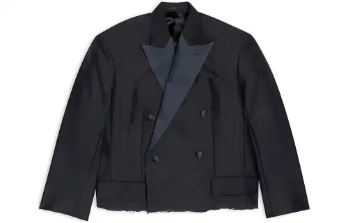 Balenciaga Women's Cropped Tuxedo Blazer Black