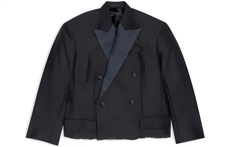 Balenciaga Women's Cropped Tuxedo Blazer Black