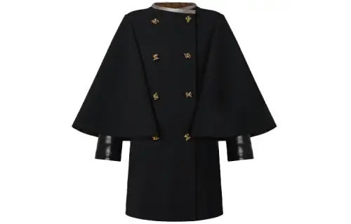 LOUIS VUITTON Wool Crepe Cape-Sleeve Coat