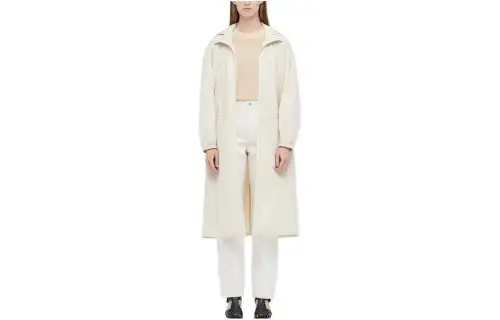 UNIQLO Coats Women's Ecru Hooded Moderate Straight Fit