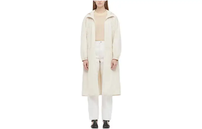 UNIQLO Coats Women's Ecru Hooded Moderate Straight Fit