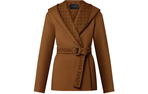 LOUIS VUITTON New Quarterly Products Of LV Coats Women's Umber Hooded Moderate Straight Fit