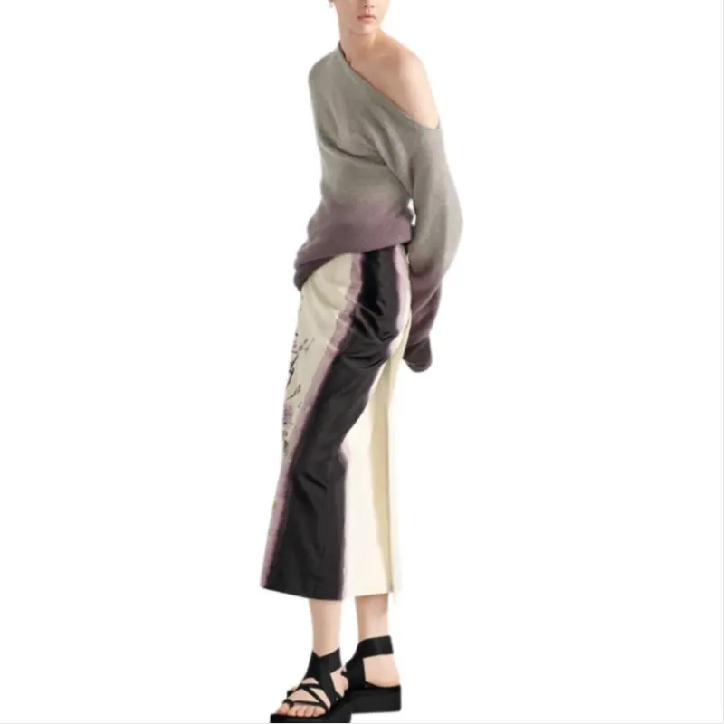 DIOR FW25 Cashmere Sweater Women's Gray Purple
